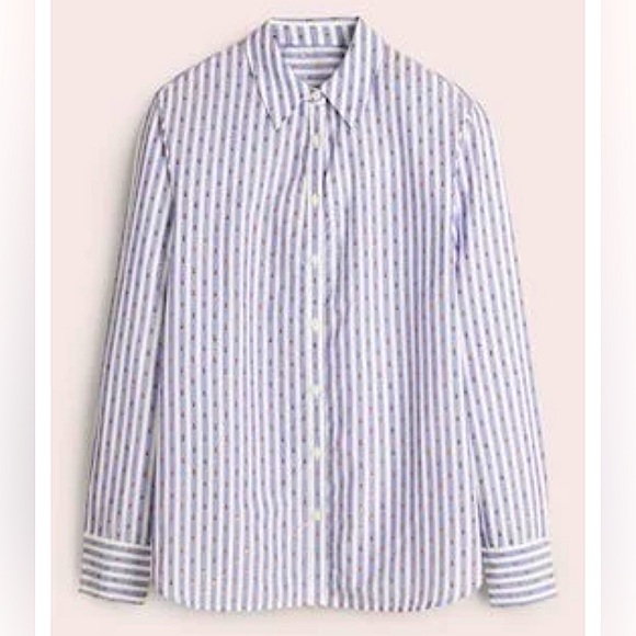 BODEN Embroidered Relaxed Metallic Striped Shirt - Picture 6 of 14